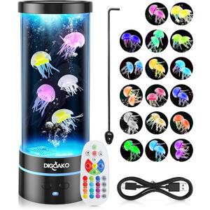 Jellyfish Lamp: LED Jellyfish Tank Lamp, 17 Color Changing Dimmable Aquarium Night Light for Home Office Decor Birthday Christmas Gifts for Adults Kids(LED Decorative)