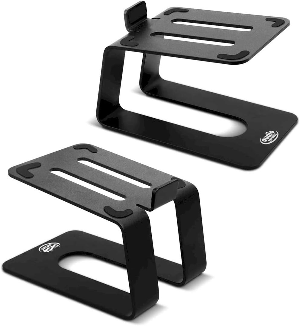 Audio Express Metal High Rise Speaker Stands, Desktop, Tilted Speaker Risers, Gaming, PC, Freestanding, Bookshelf, Studio Monitor Stand, Heavy-Duty Steel (Pair) Audio Express Metal High Rise Speaker Stands, Desktop, Tilted Speaker Risers, Gaming, PC, Freestanding, Bookshelf, Studio Monitor Stand, Heavy-Duty Steel (Pair)