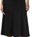 Urban CoCo Women's Elastic High Waist A-Line Flared Midi Skirt Solid Ribbed Knit Skirts, XL