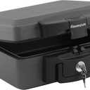 SentrySafe Fireproof and Waterproof Safe, Black Portable Lock Box with Key Lock and Carrying Handle for Money, Passport, Exterior: 14.3 in W x 13 in D x 6.1 in H, H0100
