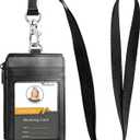 Teskyer ID Badge Holder with Lanyard, 1 Zip Pocket and 4 Card Slots, Lanyard ID Card Holder Wallet for Office School Work Badges, Cruise Ship Cards, Hotel Key Cards, Pass Cards - Black (3.1" x 4.7")