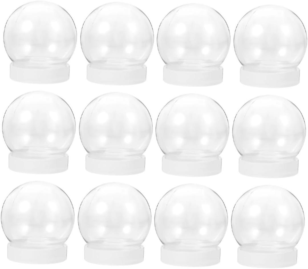 DOITOOL 48 Pack Clear Plastic Snow Globes for Crafts 2.63 Inch DIY Water Globe Kit with Screw Off Caps Empty Plastic Globes for Christmas Craft Making and Home Decoration