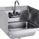 HALLY Stainless Steel Sink with Faucet & Side Splash 17"x15" NSF Hand Basin
Commercial 304 18-gauge Hand Washing Sink, Small Sink, Compact Wall Mount Design for Restaurant, Kitchen, Bar, Home, Hotel