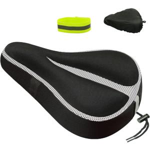 Geronmine Gel Bike Seat Cover Padded Bicycle Saddle Covers for Women & Men, Most Comfortable Exercise Bike Seat Cushion Cover, Soft for Spin Indoor Outdoor Cycling Class Mountain Stationary Bikes