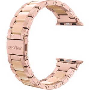 Wearlizer Compatible with Apple Watch Bands 38/40/41/42mm Womens Wristband for iWatch SE Strap Stainless Steel Gold Resin Stylish Metal Replacement for iWatch Series 11 10 9 8 7 6 5 4 3 SE/Ultra 3 2 1