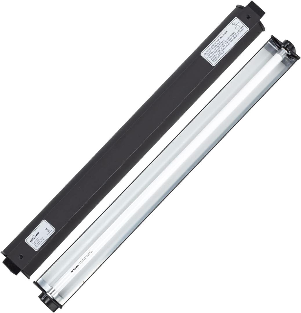 REPTI ZOO 24W Reptile T5 HO UVB Lighting Combo Kit, 22" Light Fixture Reptile Terrarium Hood, with Detachable Curved Reflector and 5.0 UVB T5 Lamp Bulb, ETL certificated