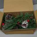 Snowy Christmas Garland with Lights 6.56FT Smokey Pine Garlands Wreath 20 LED Warm Lights Battery Operated with Timer Pine Cones Garland Decor for Christmas Tree Home Mantle Stairs Door Decorations