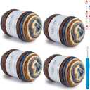 Yarn for Crocheting-Gradient Cake Yarn Ombr Yarn with Vibrant Colors-4x100g 60% Cotton 30% Acrylic 10% Wool,Colorful Soft Rainbow Cotton Crochet Yarn Perfect for Shawls,Scarves,Sweater and Blanket