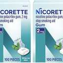 Nicorette Nicotine Gum Stop Smoking Aid, 2 mg, White Ice Mint Flavor - 200 Count, Best By 08/2027