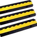 Rubber Cable Ramp Cord Cover Cable Protector Ramps Wire Hose Protective 22000Lbs Load Capacity Traffic 2 Channel Speed Bump for Asphalt Concrete Gravel Driveway Indoor Outdoor, 3 Packs
