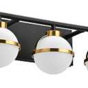 SOLFART Bathroom Light Fixtures Over Mirror Vintage Wall Lighting Over Mirror Bathroom Vanity Light Fixtures 5 Lights Brass Black Wall Light