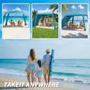 Beach Cabana-6.6x6.6Beach Canopy with Side Wall,Portable Umbrella Tent with Sand Pockets for Family & Friends,Easy Up Beach Sun Shelter for Outdoor Patios,Backyards,and Camping,Blue