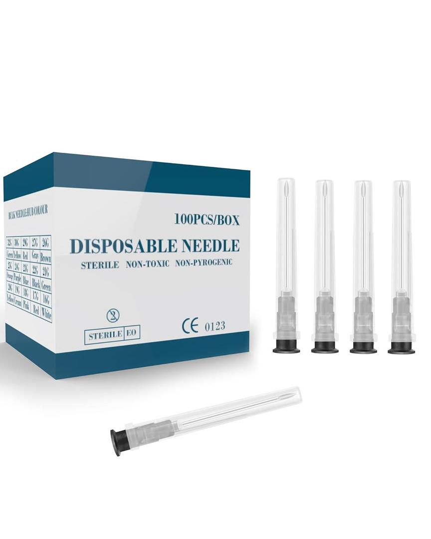 100 Pcs 22G 1 Inch Disposable Needle, Luer Lock Individual Package of Lab Tools Accessories for Refilling Liqui, Plant, Industrial and Ink