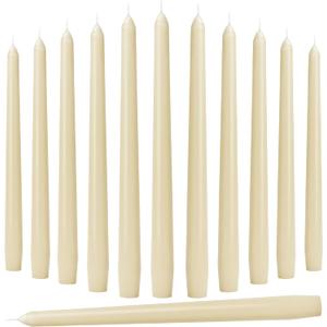 10-Inch Ivory Taper Candles - Dripless Smokeless Tapered Candle Cream Unscented Candlesticks Paraffin Wax Long Slow Burning Tall Candle Sticks for Dinner Business Wedding Restaurants 12 Pack