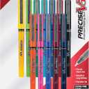 Pilot, Precise V5, Capped Liquid Ink Rolling Ball Pens, Extra Fine Point 0.5 mm, Assorted Colors, Pack of 12