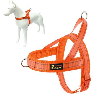 Plutus Pet No Pull Dog Harness with Breathable Mesh Padded, Adjustable Reflective Escape Proof Dog Harness, Quick Fit Dog Vest Harness for Large Dogs(L, Orange)