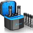 Artman Rechargeable Lithium AA Batteries 12 Pack with Storage Fast Charger, 3600mWh AA Lithium Batteries for Blink Outdoor Camera, 1.5V Constant Double A Battery Recharge up to 2000+ Cycles (Black)