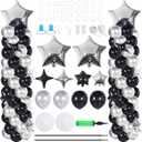 Gejoy 110 Pcs Black Silver Balloons Column Stand Kit Adjustable Tower Stand from 1.4 to 6.6 ft with Bases for Graduation Wedding Birthday Baby Shower Party