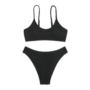 SOLY HUX Bikini Sets for Women Solid Textured Bikini Bathing Suits 2 Piece Swimsuit, Size L