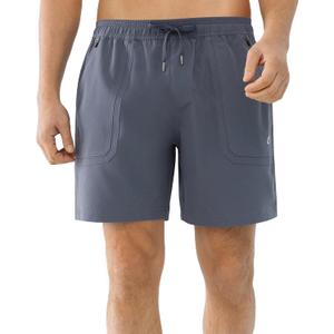 Cosmolle Men's 7" Quick Dry Stretch Hiking Shorts for Running Fishing and Outdoor Adventure with Multi Pockets (Gray, S)