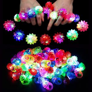 CCINEE 28Pcs Light Up Rings Flashing Colorful LED Rubber Bumpy Jelly Rings Glow in Dark Finger Toys for Party Supplies Prizes Novelty Gifts Party Bag Filler