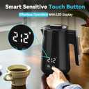 Seehot 850ml Small Electric Kettle Temperature Control,800W Double Wall Electric Tea Kettle of 304 Stainless Steel,5 Temp Presets,Hot Water Kettle Electric,Auto Shut Off for Tea and Coffee-Black