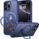 360 Rotatable Magnetic Stand for iPhone 16 pro max Case Compatible with Magnetic 16FT Military Drop Protection, Anti-Scratch/Fingerprint Shockproof iPhone 16 pro max Phone Case(Matte-Blue)
