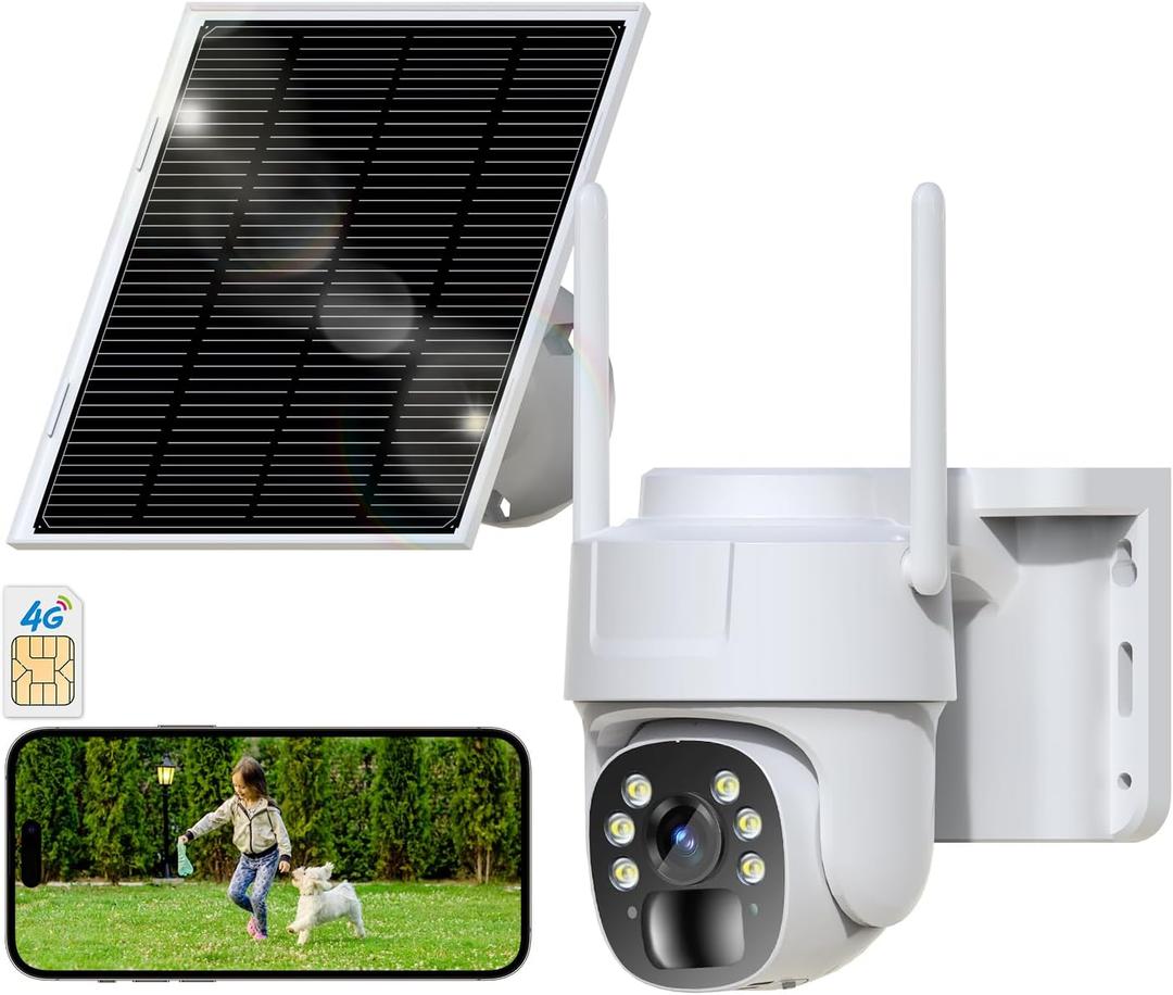 4G LTE Cellular Security Camera, Wireless Solar Powered No WiFi Needed Outdoor Camera Built-in SIM Card,Pan Tilt, 2K HD Night Vision,2-Way Talk,Motion Detection, Remote Access