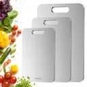 Titanium Cutting Board Set of 3, Titanium Cutting Boards for Kitchen, 100% Double-Sided Titanium Cutting Boards, Separate Raw and Cooked Food Areas, Non-Toxic, Dishwasher Safe (S+ M + L)