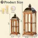Large Decorative Lanterns, 2 Pack Farmhouse Wood Lanterns Indoor Outdoor