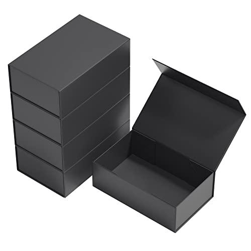 Gift Boxes Black with Magnetic Closure Lid 10" X 6" X 3" Gift Boxes for Presents,Luxury for Gift Packaging, Bridesmaid Gifts Box,Birthday Gift Box,Christmas Gift Box(5PCS)