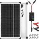 Solar Panel Charger Kit: 100W 12V Solar Panel with 20A Solar Charge Controller, Monocrystalline Solar Panel for RV Battery Car Trailer Marine Boat Caravan and Other Off Grid System