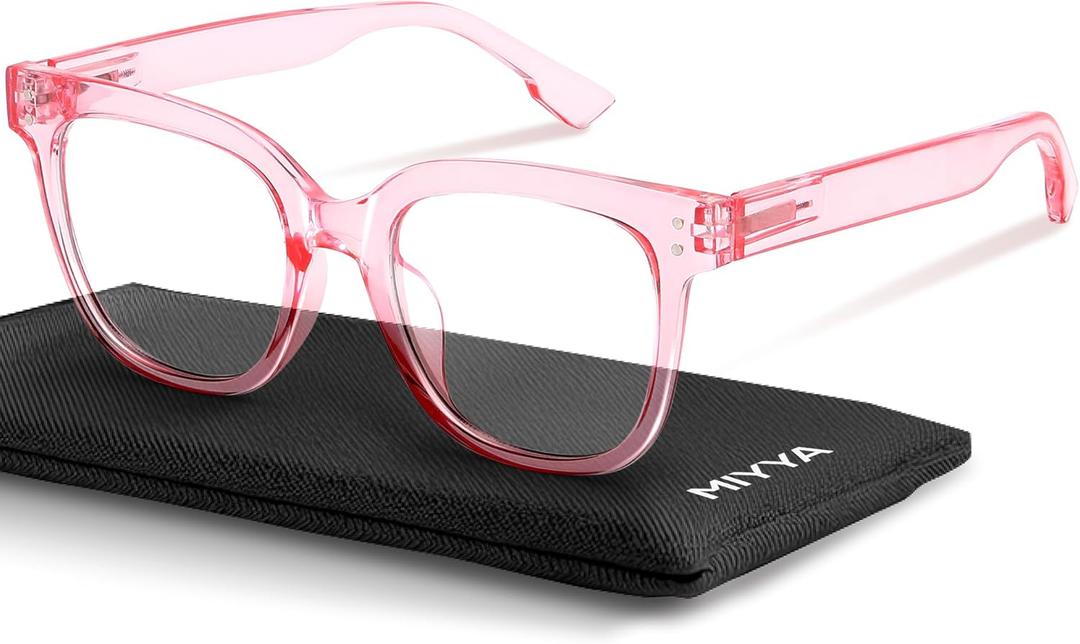 miyya Blue Light Glasses for Women & Men  Oversized UV & Blue Light Blocker Chunky Frames, All-Day Comfort, Stylish Eyewear (Transparent Pink)