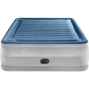 Intex: Dura-Beam Deluxe Comfort-Plush Air Mattress - 22" Queen Blue - Built-in Electric Pump, Durable Fiber-Tech, Carry Bag Included, 600lb Capacity