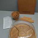 Emojoy Bamboo Cake Stand with Lid, 11in Round Cake Stand with Dome, Versatile Dessert Table Display Set, Cake Display Stand with Acrylic Dome, Charcuterie Boards for Birthday, Party