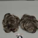 CJL HAIR 2PCS Messy Bun Hair Pieces Wavy Curly Synthetic Updo Chignon Fake Scrunchies Ponytail Extension for Women Ash Grey