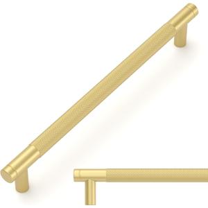 Amerdeco 10 Pack Brushed Gold Cabinet Pulls 7.5 Inch(192mm) Hole Center Drawer Pulls Cabinet Hardware Kitchen Cabinet Handles for Bathroom ZH0031
