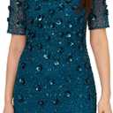Adrianna Papell Women's Beaded Cocktail Dress, Teal Sapphire, 12