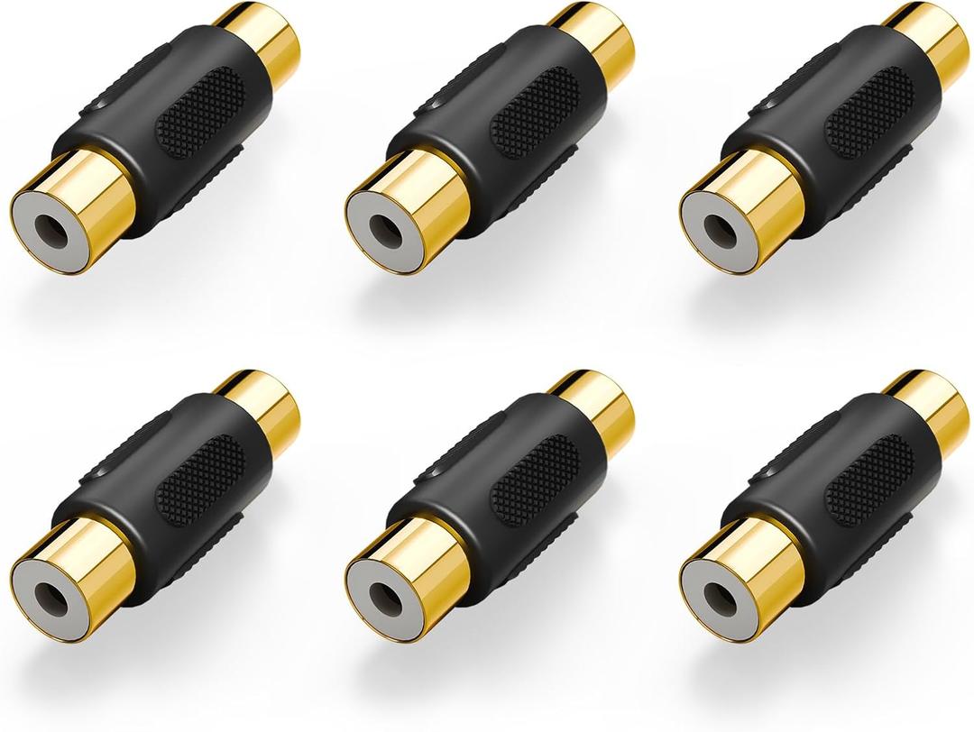 VCE 6-Pack Gold Plated RCA Female to RCA Female Coupler,Compatible with Phono,Speaker,RCA Cable,Amplifier