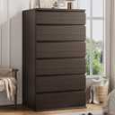 Brown Tall 7 Drawer Dresser for Bedroom, Modern Wood Closet Dressers & Chests of Drawers with Jewelry Storage, 23.6" L*15.8" W*47.5" H in Large Vertical Dresser for Bedroom, Living Room, Nursery