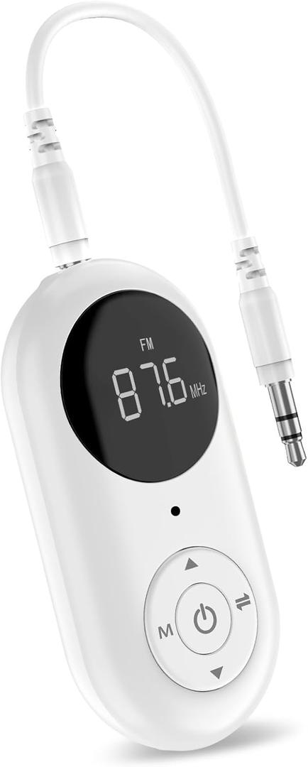 Isobel Bluetooth 5.3 Audio Transmitter Receiver for TV/PC/Car/Home Stereo/Headphones/Wireless Headset/Aux/Auxilary/Music/Speaker/Earbuds/Headphone Jack-to-3.5mm Jack Microphone (Medium)
