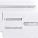 50 W2 Envelopes, for 4-Up Style W-2 Forms, Double Window, Security, Self Seal Envelope, W-2 Tax Form Envelopes 50 Pack