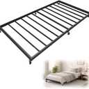 Twin Trundle Bed Frame with Steel Slats, Effortless Roll-Out Trundle Frame, Silent Locking Wheels & Quick Assembly, Space-Saving Guest, Kids, or Dorm Bed for Small Rooms, Black