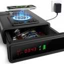 XDeer Biometric Gun Safe for Handgun with Wireless Charging, Quick Access Fingerprint Gun Safes, Bedside Pistol Case, 7/24 Digital Alarm Clock Small safe 1PCS