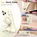 360 Spin Silicone Stand (Pro-Version) for iPhone 17 Pro Max Case: Cute Wavy [Full Camera Protection] (Fit for MagSafe) Shockproof Women Girl Phone Case for iPhone 17 Pro Max 6.9", Antique White