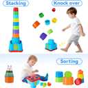 iPlay, iLearn Baby Stacking Toys, Toddler Nesting Stack Cups, Infant Stackable Block, Kids Sorting Game W/Shape Sorter for Sand Bath, Birthday Gift for 12 18 24 Month 1 2 3 Year Old Boys Girls