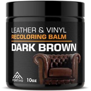 FORTIVO Leather Recoloring Balm, Color Restorer for Couches and Car Seats, Leather Scratch Remover and Dye, 10 oz, Black