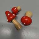 SUPVOX 3pcs Mushrooms Miniature Figurines Mini Wooden Mushrooms Fairy Garden Accessories Flower Pots Micro Landscape Decoration Supplies (Red)