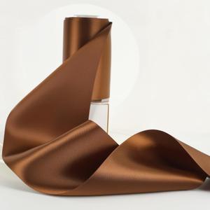 HUIHUANG Brown Ribbon 4 inch Wide Dark Brown Double-Faced Satin Ribbon for Chair Sashes, Large Bows Making, Gift Wrapping, Flower Bouquet, DIY Crafts, Christmas Thanksgiving Decor-10 Yards/Roll