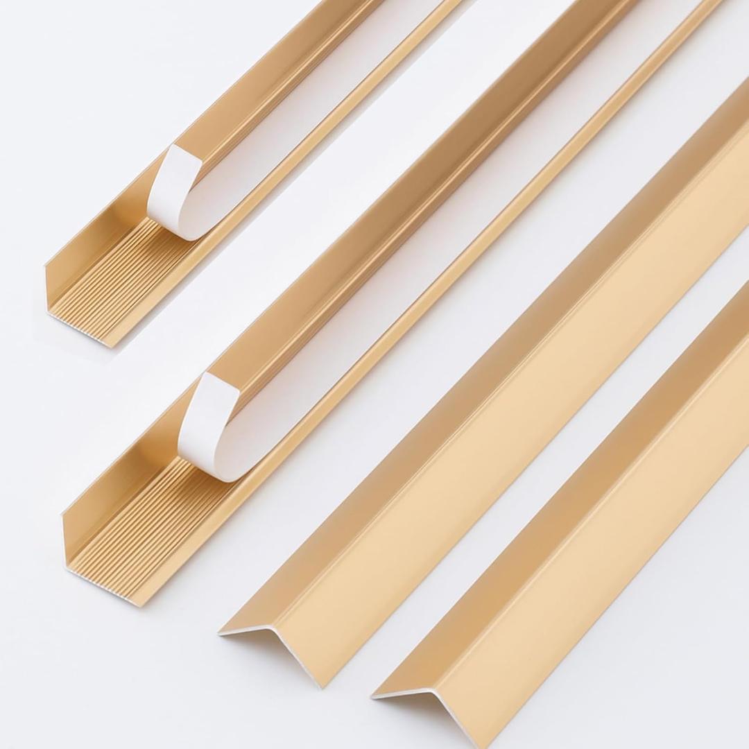 Zonon 10 Pcs Aluminum Wall Corner Protector Peel and Stick L Molding Corner Trim Guards with 90° Angle for Wall Door Frame Cabinet Baseboard Protection and Decoration, 35.4 x 0.8 Inch